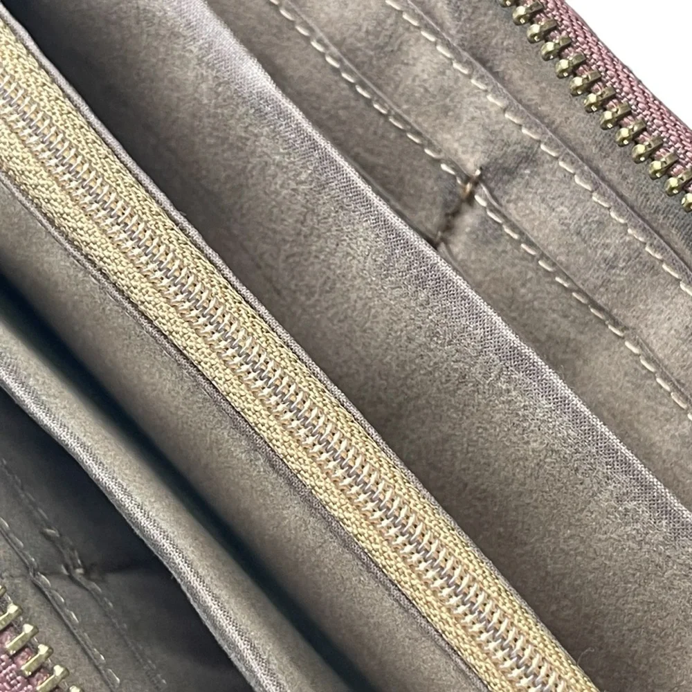 Rioni Isla Button Zip Croc Embossed Leather Wallet
